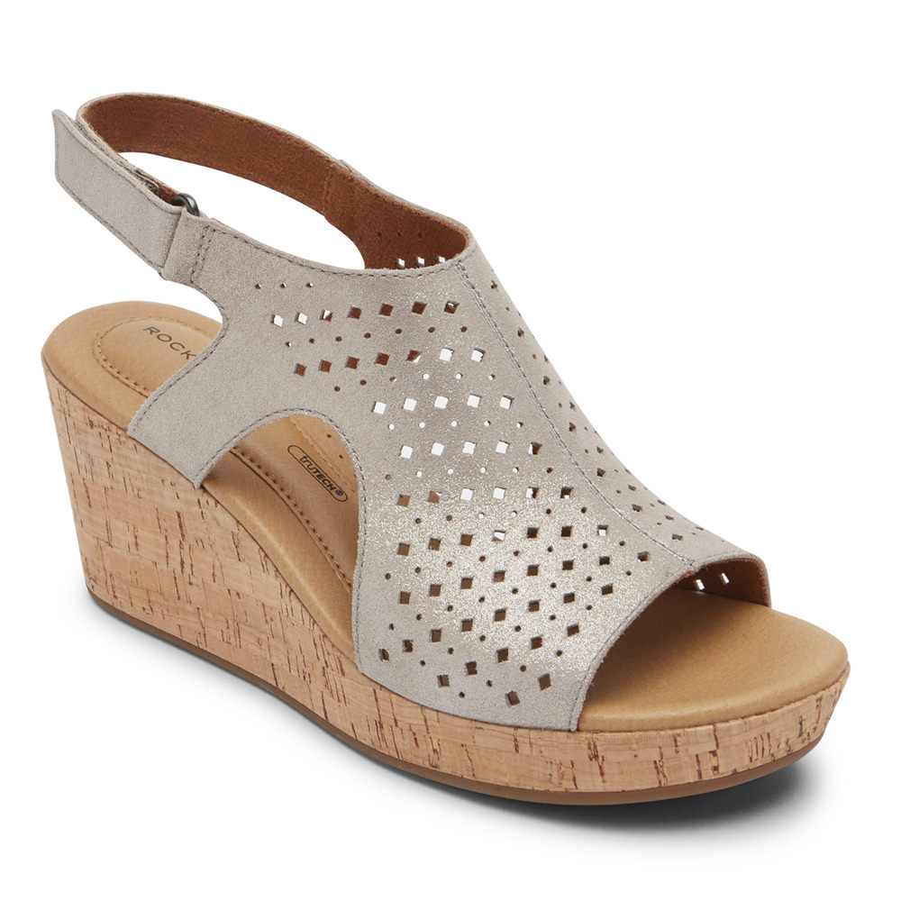 Sandálias Rockport Mulher Prateadas - Lyla Slingback - 23184VAGM